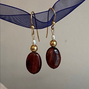 14K Gold Tiger’s Eye Earrings